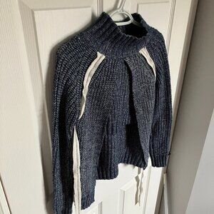 Unusual Crop Front Sweater w/ Overlapping Side Detail, Size: Small